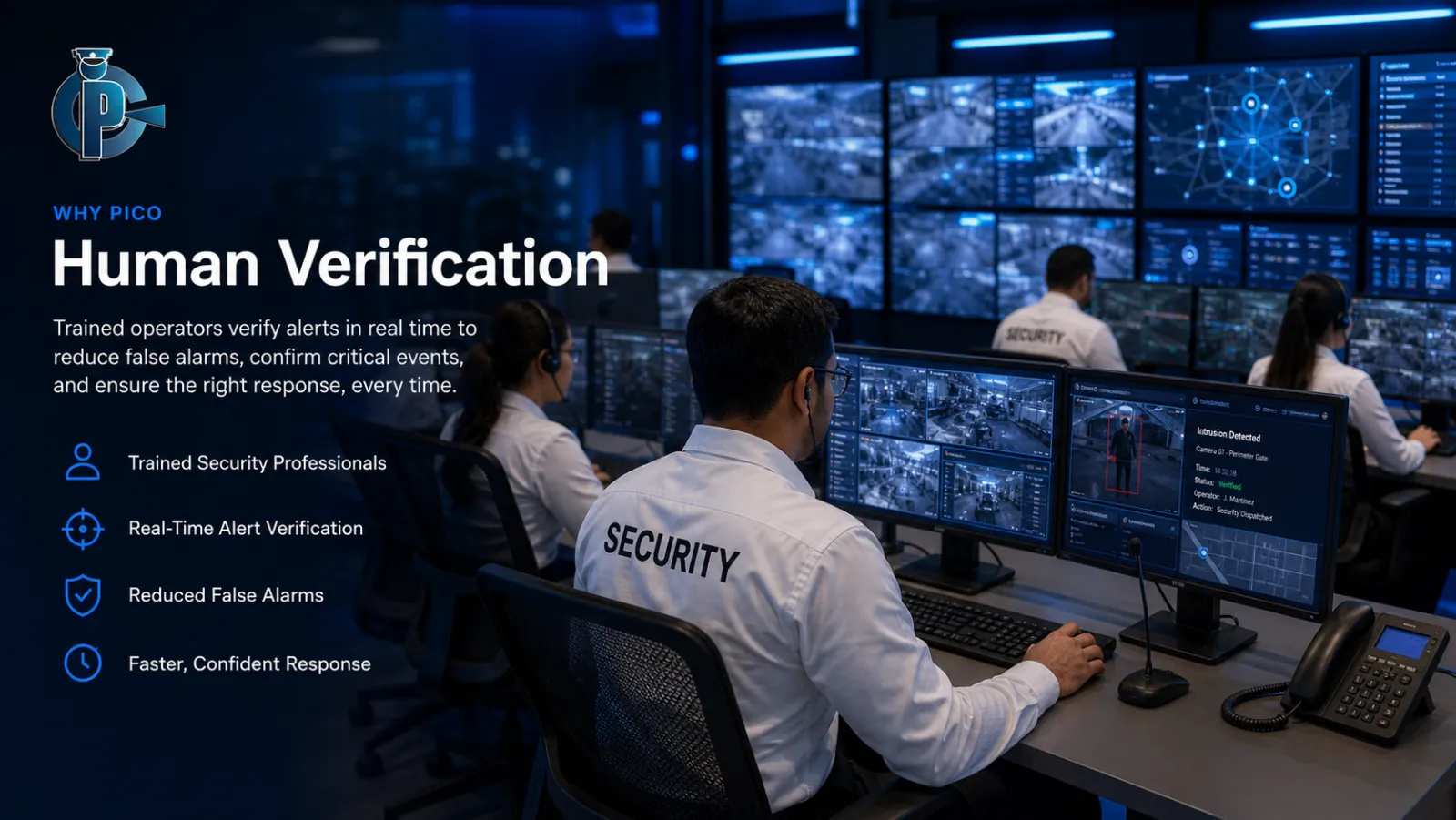 MyPICO dashboard with video analytics events and verification feed